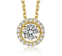 MomentWish Goldkette Halskette Damen, 1 Karat Moissanite Solitär Diamant Sterling Silber 925 Kette für Frauen