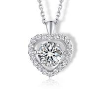 MomentWish Halskette Damen Herz, 1 Karat Moissanite Sparkling Dancing Stein Kette Damen Silber 925 Anhänger Schmuck für Frauen Freundin
