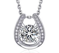 MomentWish Halskette Damen Hufeisen, 1 Karat Moissanite Sparkling Dancing Stein Kette Damen Silber 925 Anhänger Schmuck für Frauen Freundin
