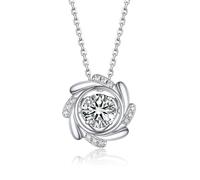 MomentWish Halskette Damen Windmühle, 1 Karat Moissanite Sparkling Dancing Stein Kette Damen Silber 925 Anhänger Schmuck für Frauen Freundin