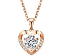 MomentWish Halskette Rosegold Damen, 0,5 Karat Moissanite Schmuck Kette Damen Silber 925 mit Diamant Goldkette Anhänger Geschenk für Frauen Freundin