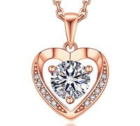 MomentWish Halskette Rosegold Damen, 1 Karat Moissanite Schmuck Kette Damen Silber 925 mit Diamant Goldkette Anhänger Geschenk für Frauen Freundin