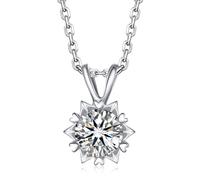 MomentWish Halskette Schneeflocke, 1 Karat Moissanite Diamant Kette Damen Silber 925 Schmuck Mit Geschenkbox für Frauen Freundin
