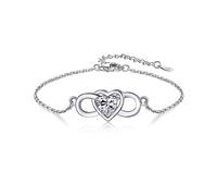 MomentWish Inifinity Herz Armband Damen, 1 Karat Moissanite Unendlichkeit Armbänder 925 Sterling Silber Infinity Liebe Armkette Verstellbar Simulierter Diamant