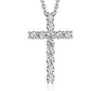 MomentWish Kreuz Kette, 1,2 Karat Moissanite Diamant Halskette Kreuz Anhänger Herren Silber 925 Geschenke für Männer Damen Frauen