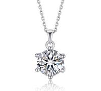 MomentWish Moissanite Kette Damen, 1 Karat Diamant Halskette Damen Silber 925 Solitär Anhänger VVS1 D Farbe mit Geschenkbox für Mama Frauen