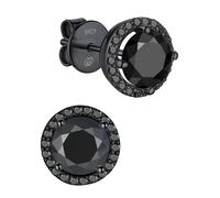 MomentWish Ohrringe Männer Moissainte, 2 Karat/6,5mm Ohrstecker Schwarz Herren Ruthenium Vermeil S925 Sterling Silber Solitär Ohrringe-Halo