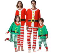 Momkonzz Matching Weihnachten Pyjamas für Familie Frauen Männer Junge Mädchen Xmas Pjs Set Paar Kinder lustig grün rot Pyjamas Schlafanzug - Kind 2-3 Jahre