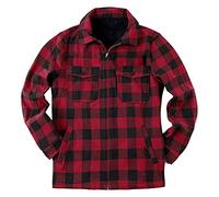 Momolaa Holzfällerhemd Herren, Langarm Kariertes Bequemes Button-up Hemd Thermohemd Winterjacke Gefüttert Fleecefutter Schützendem Innenfutter Holzfäller Jacke