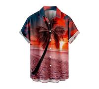 Momolaa Sommerhemd für Herren Beilaufig Regular Fit Kurzarmhemd Hawaiihemd Freizeithemd Männer Unisex Kurzarm Vordertasche Sommerhemd Kurzarm Sommer Hemden Herren für den Urlaub