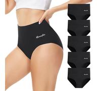 Momoshe Bauchweg Unterhose Damen Unterhosen Frauen Sport Slips Pantys High Waisted Stretch Atmungsaktiv Tanga Menstruationsunterwäsche Schwarz 5er Pack S