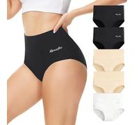 Momoshe Damen-Unterhosen Skiny Personalisiert Atmungsaktiv Push Up Unterhose Sexy Set Shaping Unterwäsche Damen Baumwolle Hohe Taille Hipster Für Frau Schwarz Weiß Farbe 5er Pack 2XL