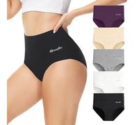 Momoshe Unterwäsche Frauen Damen-Unterhosen Seamless Slips Damen Panty Hipster Sportunterwäsche Kaiserschlüpfer Periodenunterschwäsche Schwarz Weiß Grau Farbe Lila 5er Pack L
