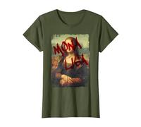 Mona Lisa Y2K Streetwear Aesthetic Mode Vintage Damen Herren T-Shirt, Damen, Olivgrün, S