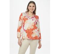 MONACO blue Blusenshirt mit Kragen und V-Ausschnitt 34 weiß-orange