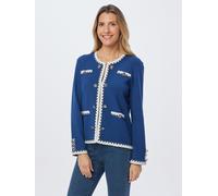 MONACO blue Strickjacke mit Häkeldetails 34/36 blau