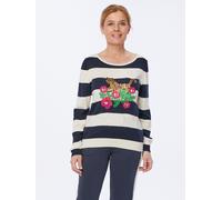 MONACO blue WEEKEND Pullover Blockstreifen Stickerei 42/44 marine-weiß