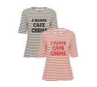 MONACO blue WEEKEND Ringelshirt Doppelpack 40 schwarz-orange