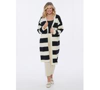 MONACO blue WEEKEND Strickjacke Blocksteifen 50/52 schwarz-weiß