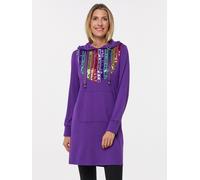 MONACO blue WEEKEND Sweatshirtkleid mit Kapuze und Pailletten 40 lila