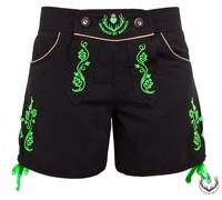 Monaco di Bavaria Originell Damen Shorts Classic, Lederbadehose, Freizeithose, Badelederhose, Trachten Badehose vollflächig Bestickt Premiummarke