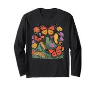Monarch Butterfly Caterpillar Flowers Metamorphosis Langarmshirt