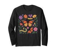 Monarch Butterfly Caterpillar Flowers Metamorphosis Langarmshirt