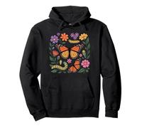 Monarch Butterfly Caterpillar Flowers Metamorphosis Pullover Hoodie