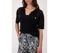 Monari Ajour Polo-Pullover Damen Strick 95% Viskose/5% Polyester Schwarz Gr. 44