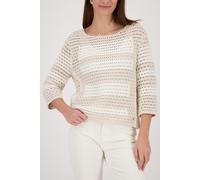 monari - Ajour-Pullover mit Streifen champagne beige gemustert - Gr. - 46