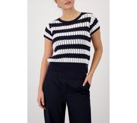 monari - Ajour-Strickpullover marine ringel - Gr. - 38
