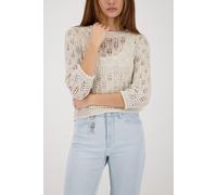 monari - Ajour-Strickpullover mit Lurex champagne beige - Gr. - 42