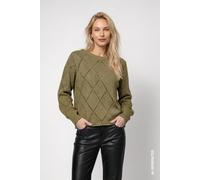 monari - Ajour-Strickpullover mit Rautenmuster forest - Gr. - 38