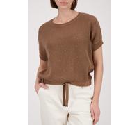 monari - Ajour-Strickpullover mit Strasssteinen mocca - Gr. - 46