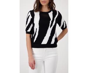 Monari - Ajour Strickpullover mit Tigerintarsiemuster 997 schwarz gemuster - Gr. - 40