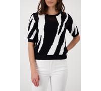 Monari - Ajour Strickpullover mit Tigerintarsiemuster 997 schwarz gemuster - Gr. - 42