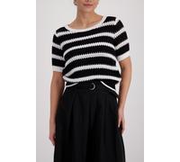 monari - Ajour Strickpullover schwarz ringel - Gr. - 38