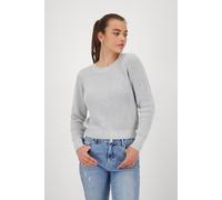 Strickpullover MONARI "Pullover Basic Lurex", Damen, Gr. 36, grau (ash grau melange), Strick, Obermaterial: 93% Baumwolle, 7% metallisierte Fasern, unifarben, modisch, regular fit normal, Rundhals, La
