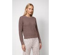 monari - Basic-Strickpullover mit Lurex taupe - Gr. - 42