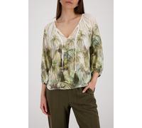 Monari - Bluse mit tropischen Print olive gemustert - Gr. - 46