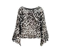 Monari Bluse Leodruck allover – Langarm, 100% Viskose, Trompetenärmel – Gr. 44, braun gemustert