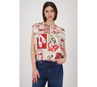 monari - Blusenshirt mit Polaroid-Print red gemustert - Gr. - 40