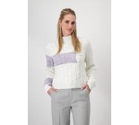 monari - Colourblocking-Pullover mit Zopfmuster off-white - Gr. - 40
