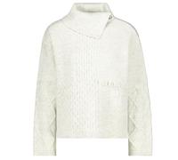 Monari Damen Rollkragen Pullover mit Zopfmuster Stone Weiss - 44