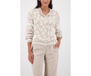 monari - Flauschige Strickjacke mit Leomuster off-white - Gr. - 36