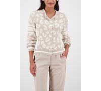 Monari - Flauschige Strickjacke mit Leomuster off-white - Gr. - 42