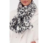 Monari - Flauschiger Kreuzschal mit Leomuster schwarz gemustert - Gr. - OS