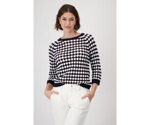 monari - Gestreifter Ajour-Pullover deep ocean ringel - Gr. - 34
