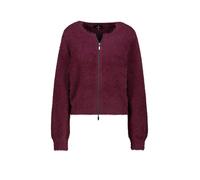Strickjacke MONARI "Jacke Strickjacke Plüsch", Damen, Gr. 36, rot (bordeaux), Plüsch, Obermaterial: 82% Polyamid, 18% Baumwolle, unifarben, modisch, regular fit taillenbedeckt, Rundhals, Langarm einge