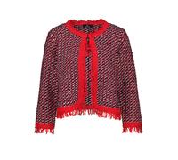 Monari Strickjacke Damen Rundhalsausschnitt verkürzter Schnitt Ripp-Saum mit Fransen Gr. 38 marine
